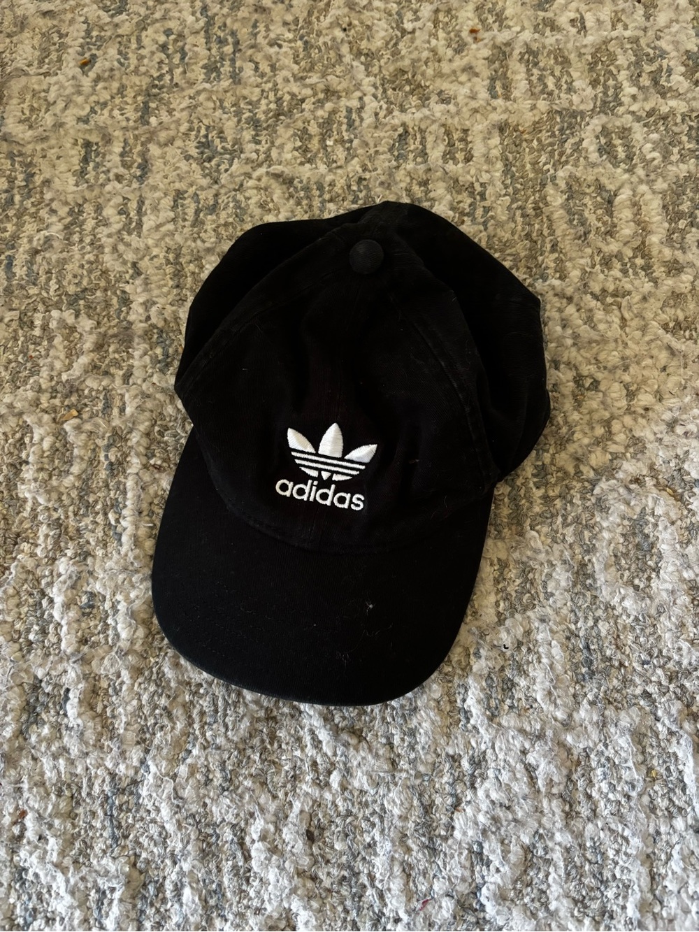 adidas Black Baseball Cap with White Trefoil Logo